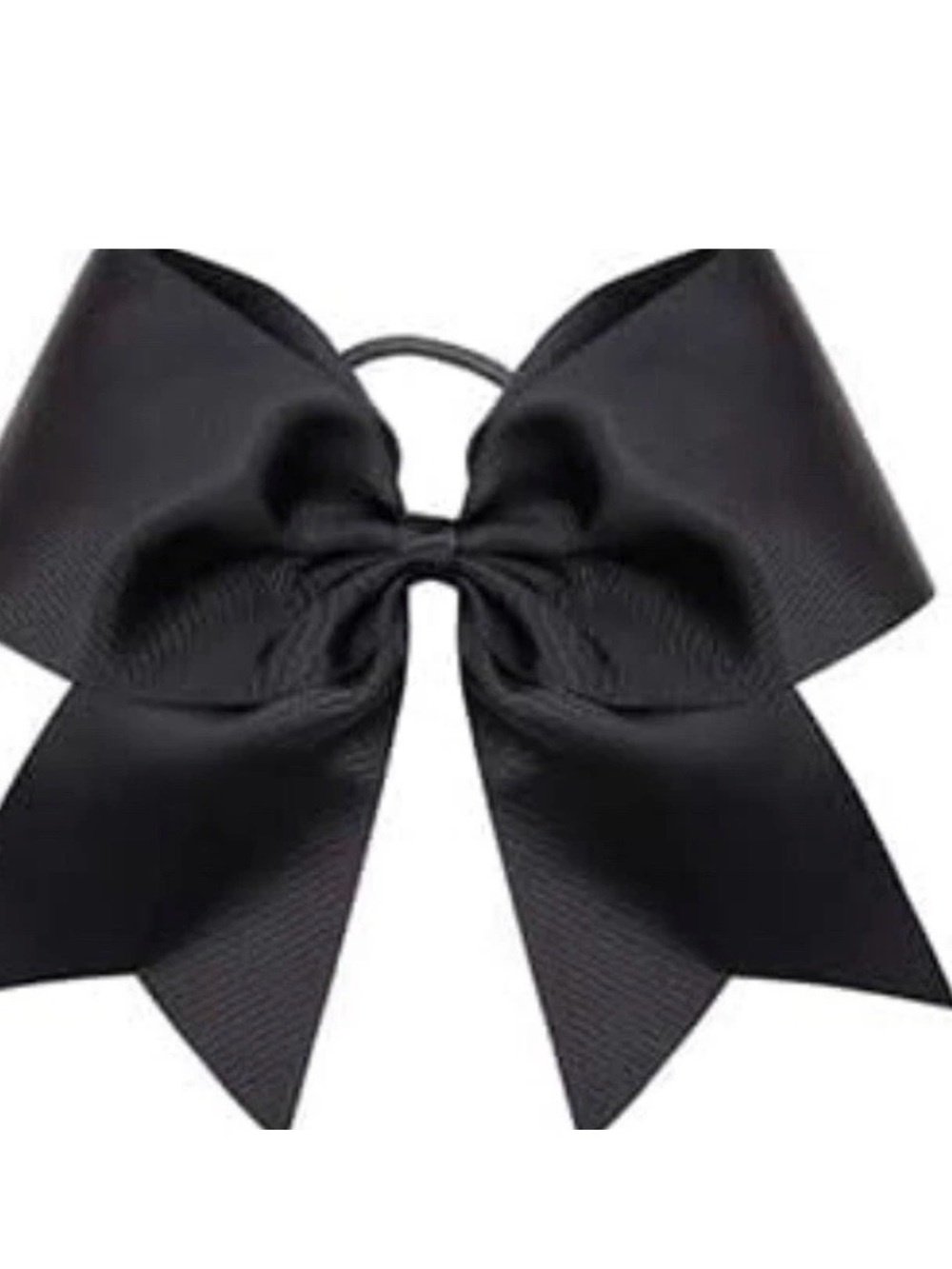 Cheer Bow, 8" Large Black Cheerleader Hair Bow Ponytail Holder Elastic